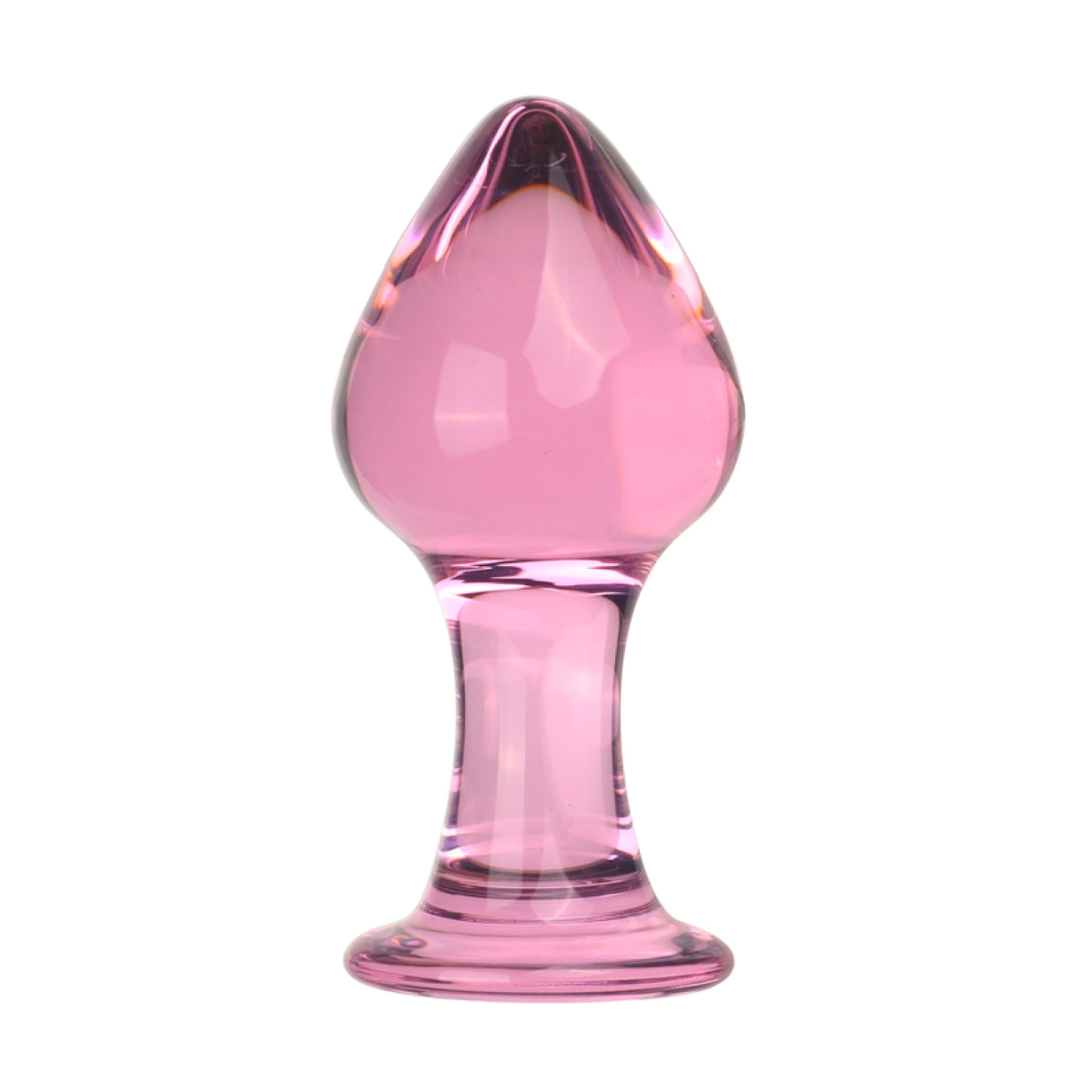 Pink Anal Butt Plug Glass Dildo – Flower Base and Flat Base