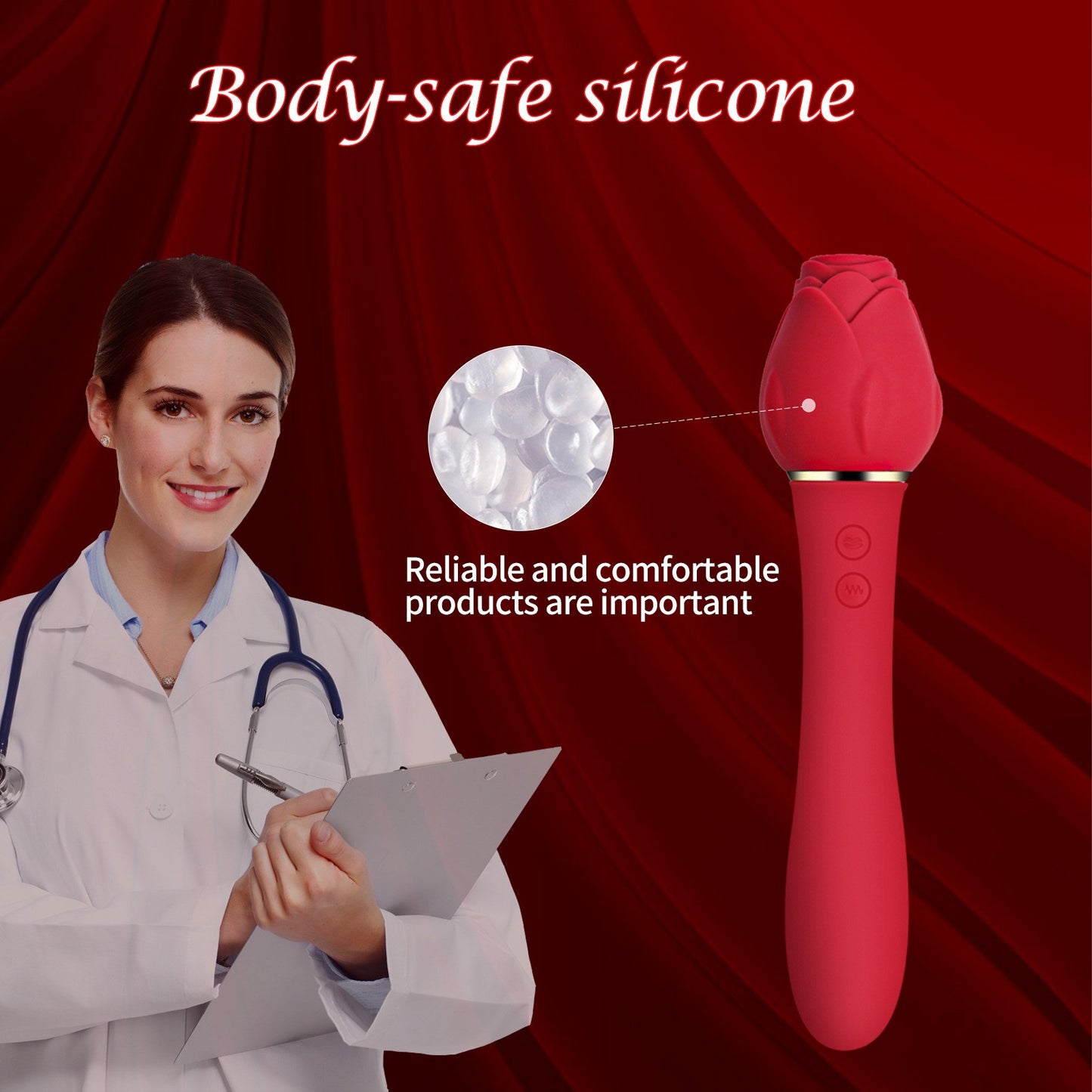 10 Vibration Modes And 5 Sucking Modes Flaming Rose Massager Vibrator