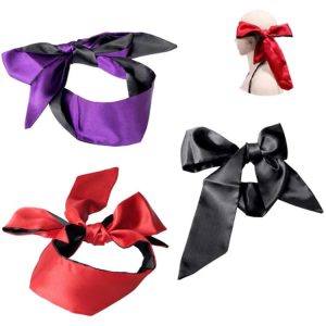 Double Sided Silky Multi-use Blindfold – Red, Purple, Black and Rose Red