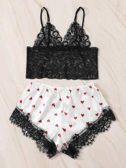 Lace Pyjama Camisole & Shorts Set