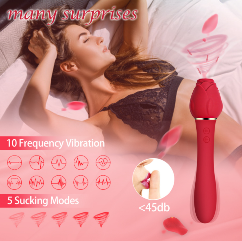 10 Vibration Modes And 5 Sucking Modes Flaming Rose Massager Vibrator