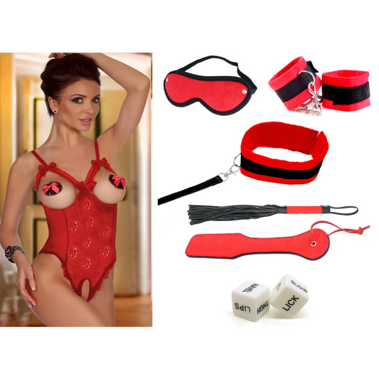 8-Piece Valentine’s Day Foreplay and Lingerie Set-Size Small