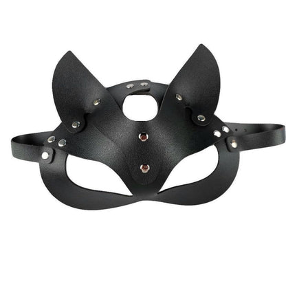 Black faux leather Cat Face Mask