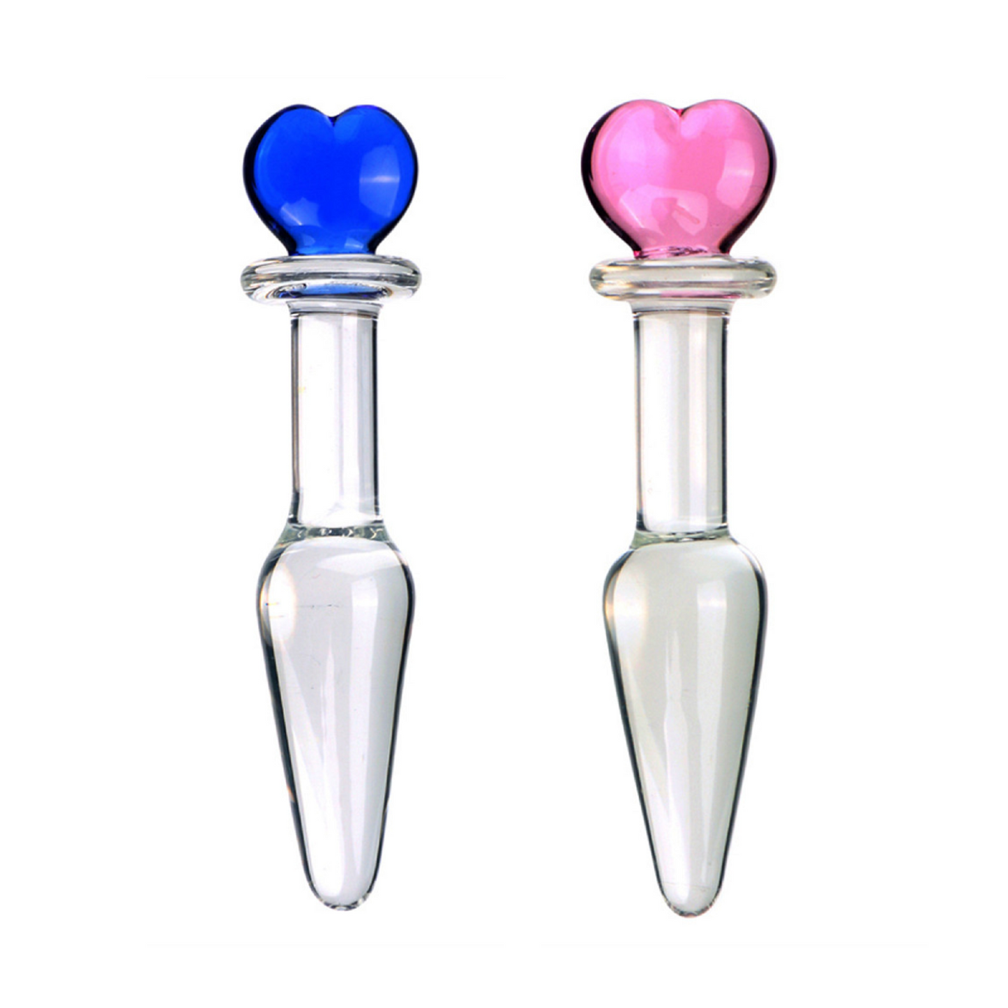 Heart Shape Handle Anal Butt Plug Clear Glass Dildo